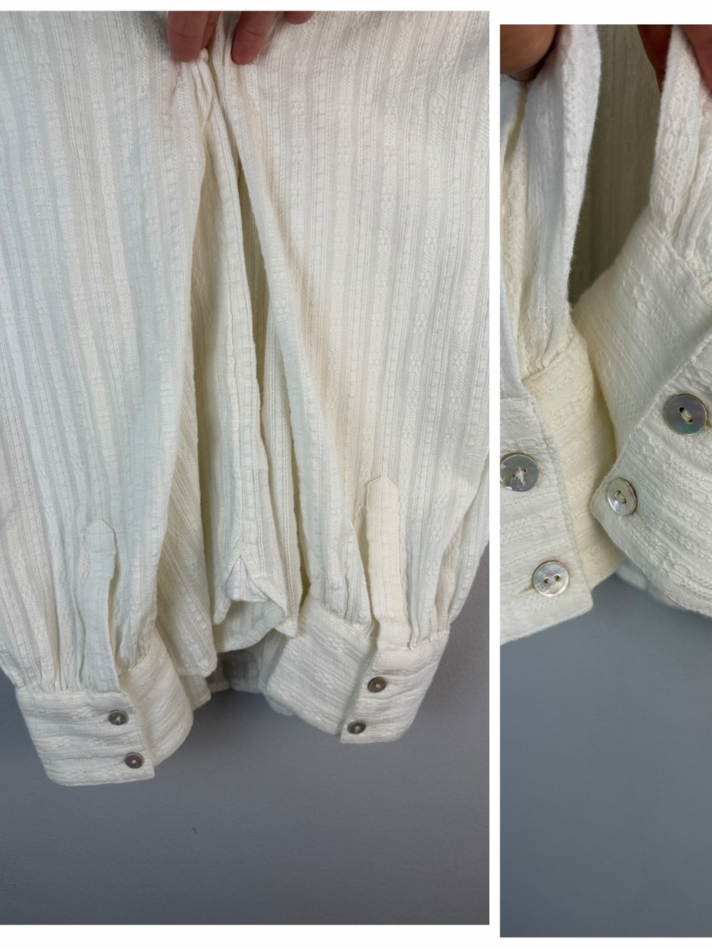 Faherty Olli Organic Cotton Popover Shirt in Egret Long Sleeves Large Minimalist - Picture 14 of 16